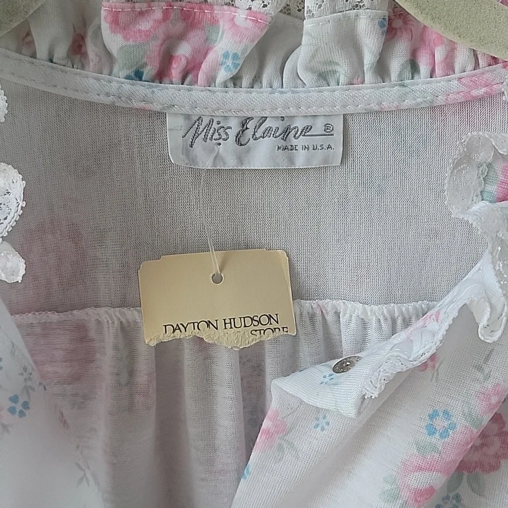 NWT Miss Elaine Pink Floral Nightgown And Robe‎ Set Vintage Size Small